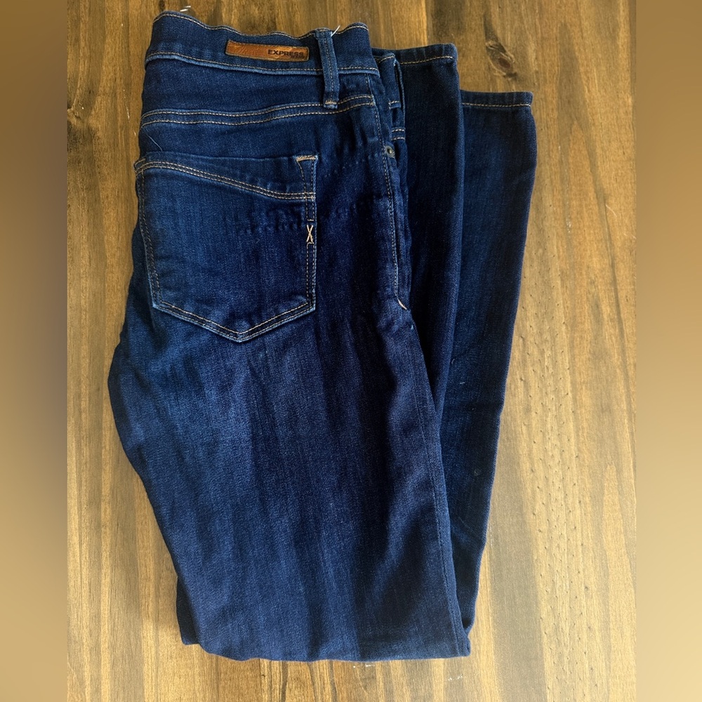 Express Women's Skinny Jeans - Dark Blue